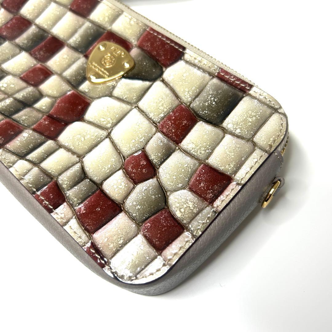 【極美品】ATAO アタオ 市松柄 レザー 2way ショルダーウォレット