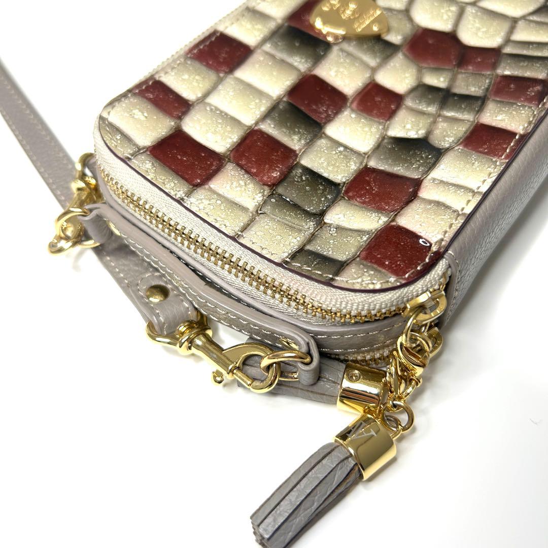 【極美品】ATAO アタオ 市松柄 レザー 2way ショルダーウォレット