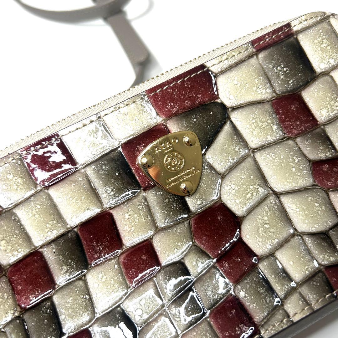 【極美品】ATAO アタオ 市松柄 レザー 2way ショルダーウォレット