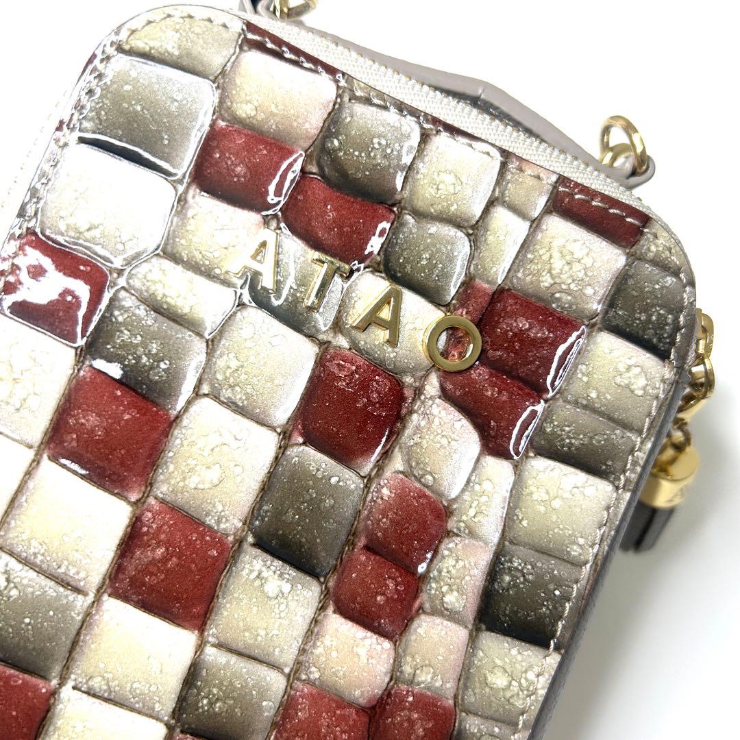 【極美品】ATAO アタオ 市松柄 レザー 2way ショルダーウォレット