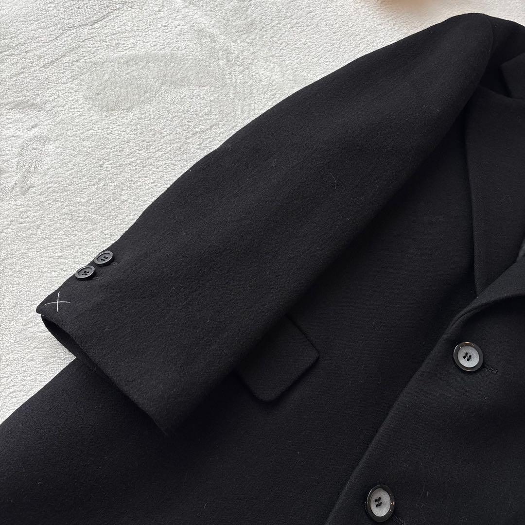 【未使用保管】コーチ　ロングコート　ウール　総柄　Pコート　ブラック　M