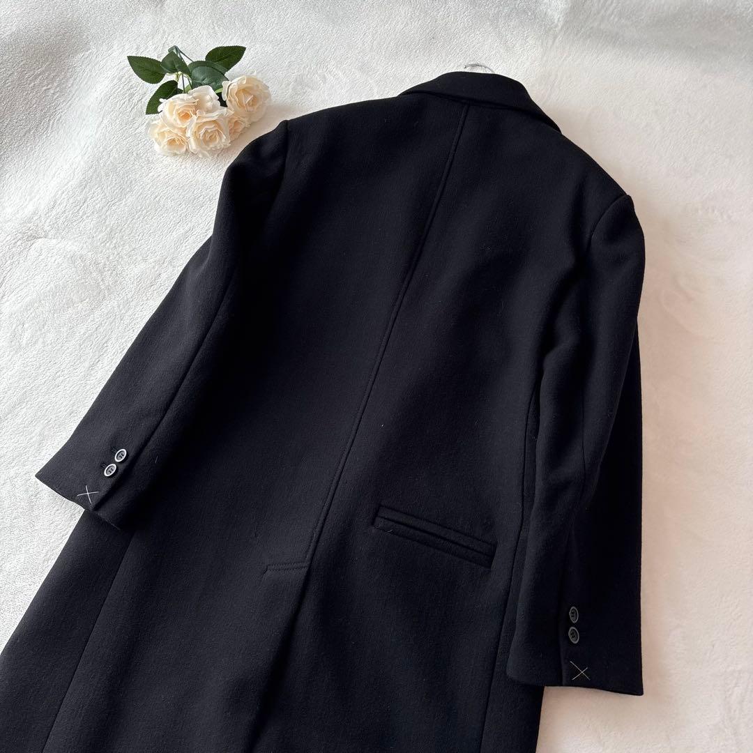 【未使用保管】コーチ　ロングコート　ウール　総柄　Pコート　ブラック　M