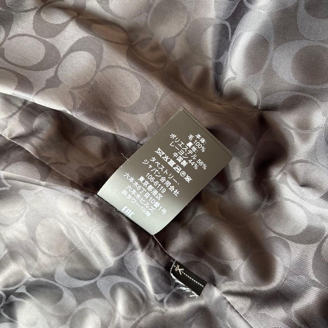 【未使用保管】コーチ　ロングコート　ウール　総柄　Pコート　ブラック　M