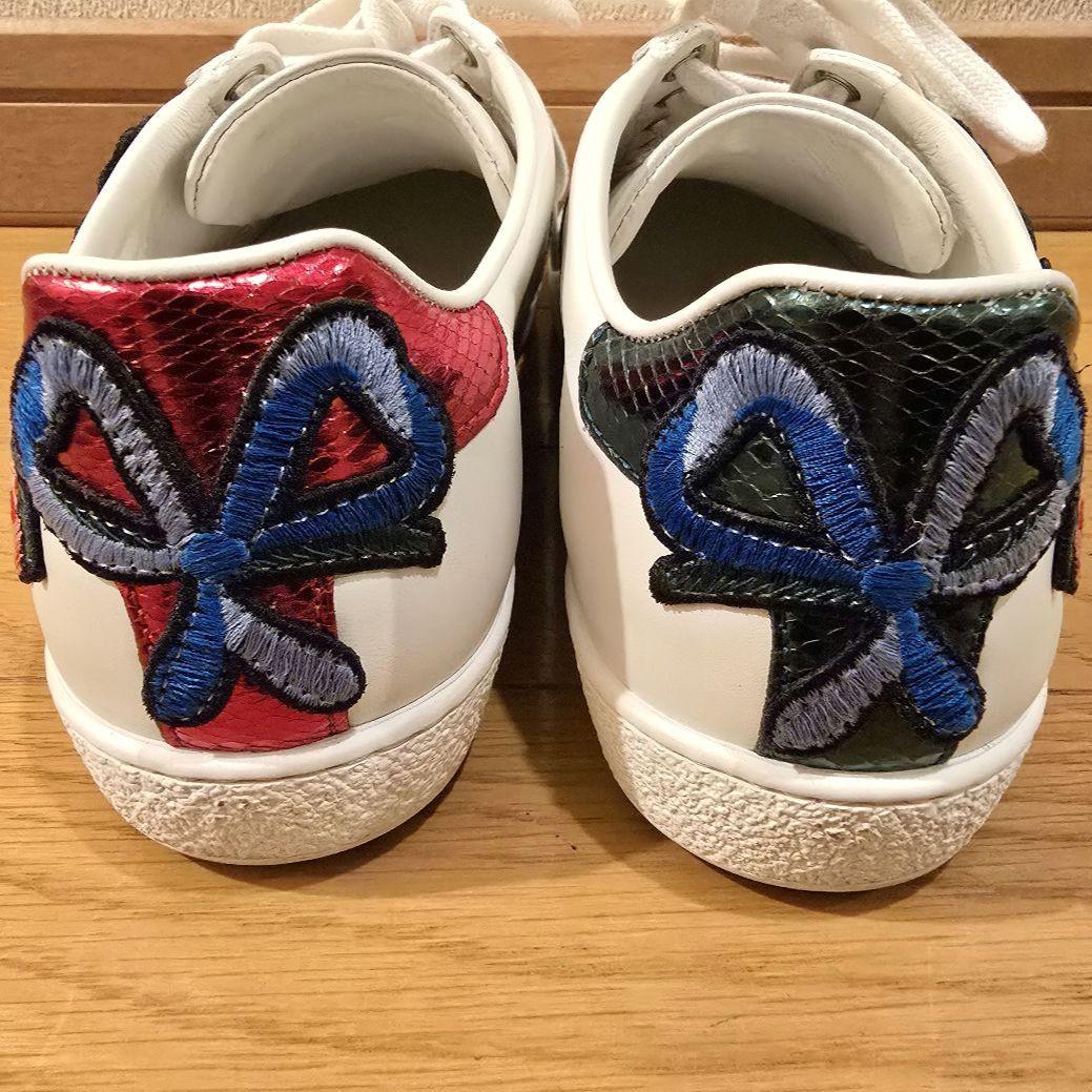 グッチ エース スニーカー シェリーライン 刺繍 花 22.5cm 431917