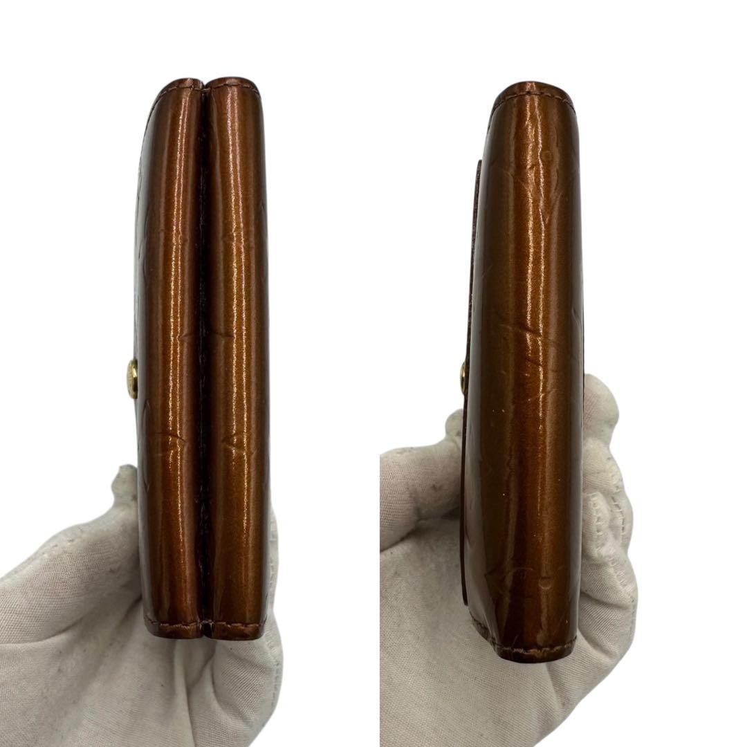 【極美品】ルイヴィトン Wホック 三つ折り財布 ヴェルニ ブロンズ ヴェルニ