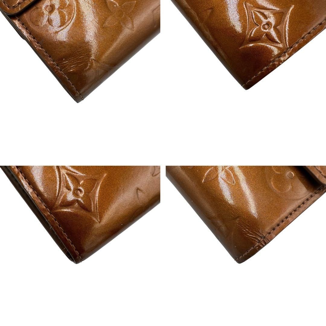 【極美品】ルイヴィトン Wホック 三つ折り財布 ヴェルニ ブロンズ ヴェルニ