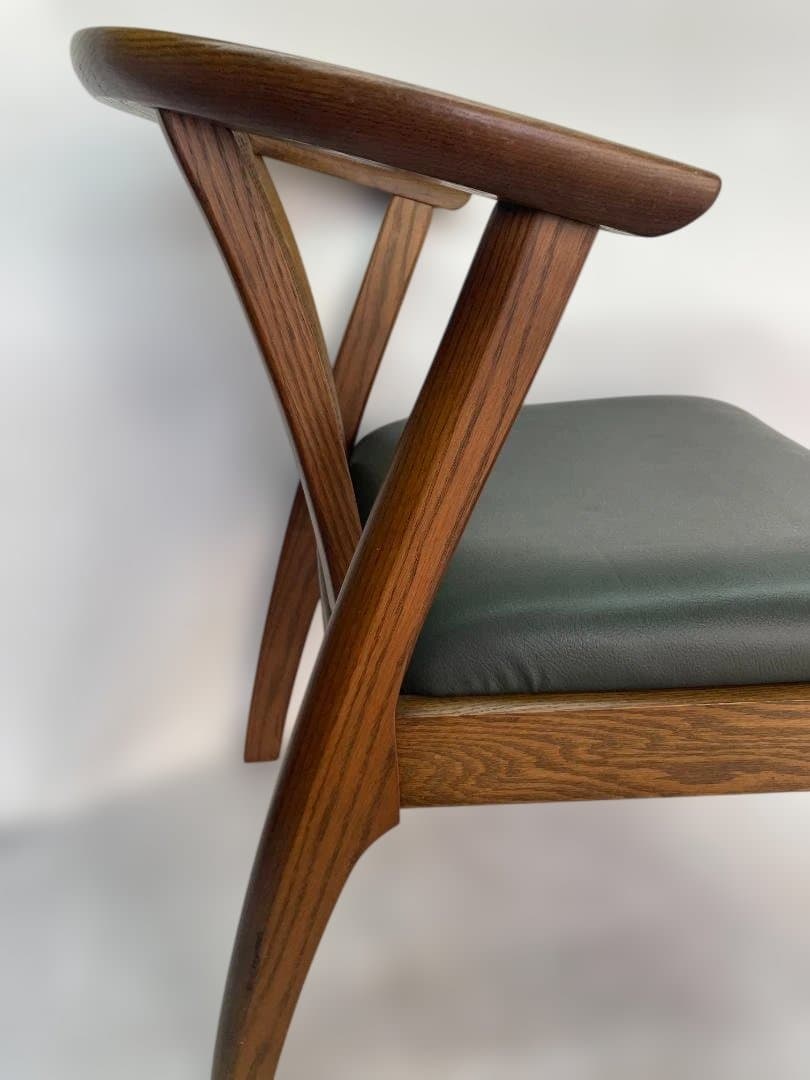 maruni 天然木　牛革 ダイニングチェア 木製 グリーン　12c92