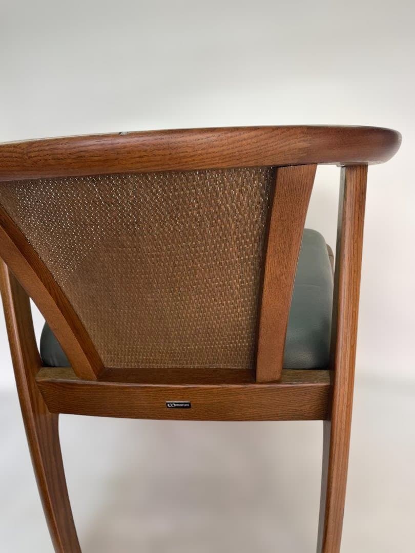 maruni 天然木　牛革 ダイニングチェア 木製 グリーン　12c92