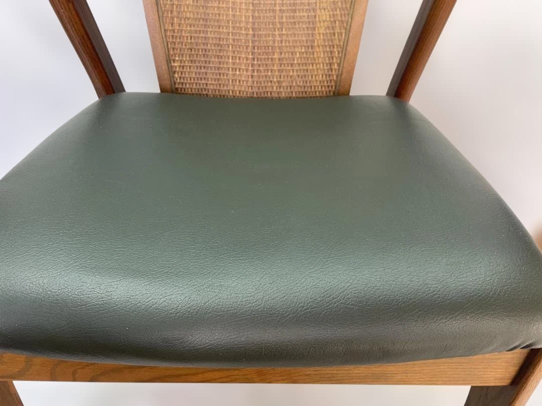 maruni 天然木　牛革 ダイニングチェア 木製 グリーン　12c92