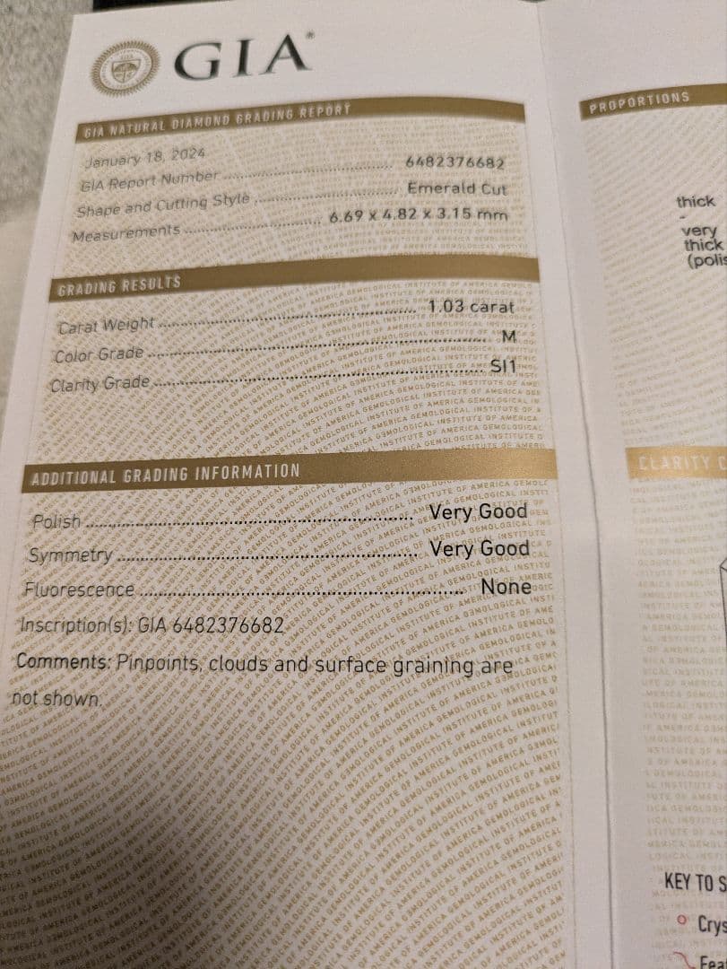 ダイヤモンド　エメラルドカットペンダントトップ K18 鑑定書付き