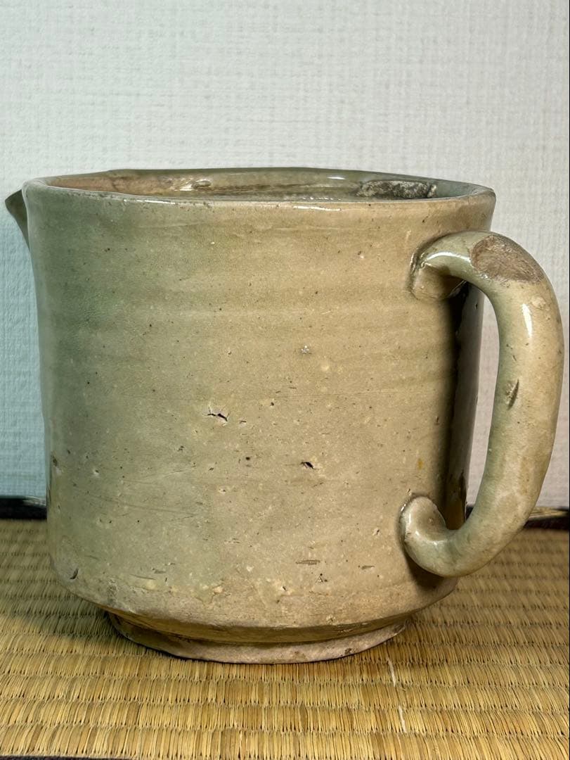 御深井焼水注　湯桶　葡萄印判図 江戸時代　蓋無し