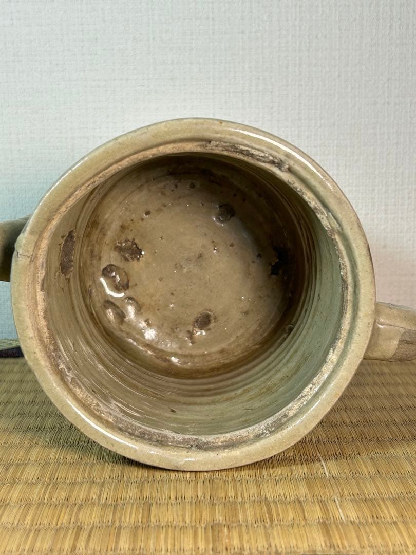 御深井焼水注　湯桶　葡萄印判図 江戸時代　蓋無し