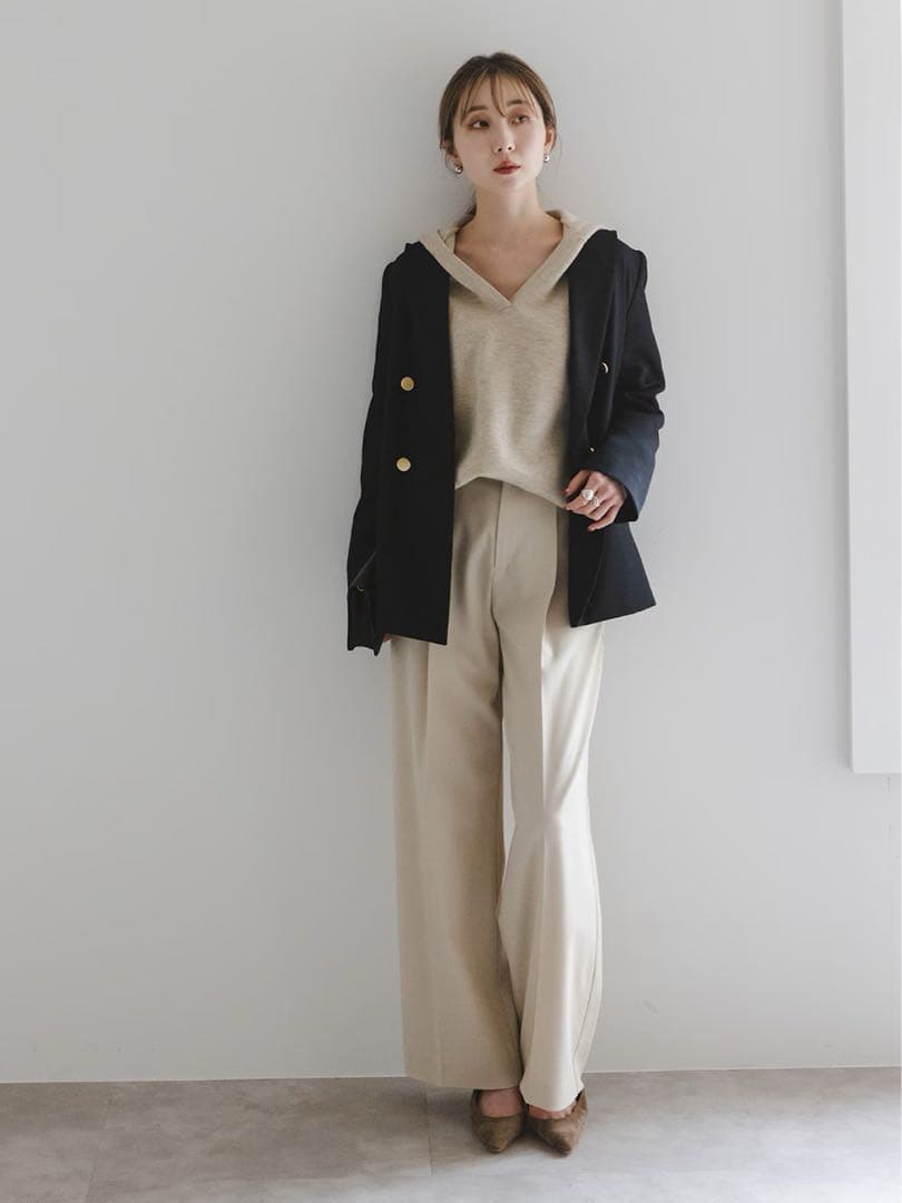 【美品】　ノーブル　接結タック編みフードプルオーバー　ナチュラル