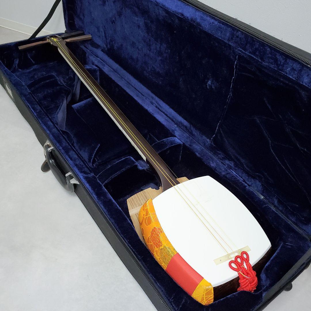 中棹三味線 プラスチック製 １本溝 地唄　和楽器　ソフトケース付