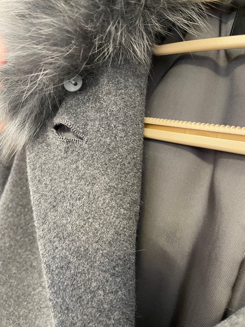 INÉD グレー FOXファー付きロングコートアンゴラ