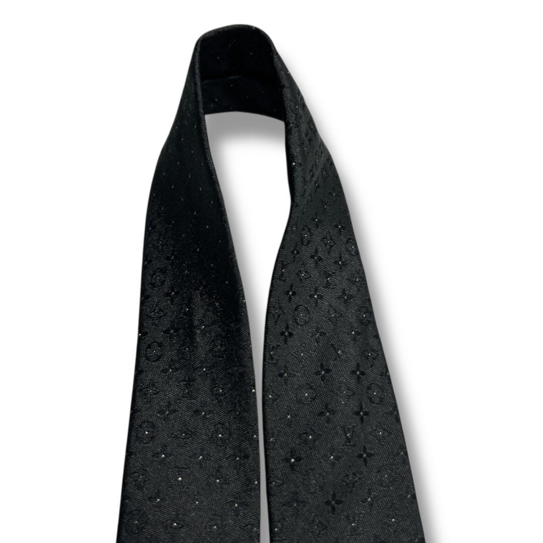極美品　ルイヴィトン ネクタイ ブラック モノグラム ドット イタリア　ラメ