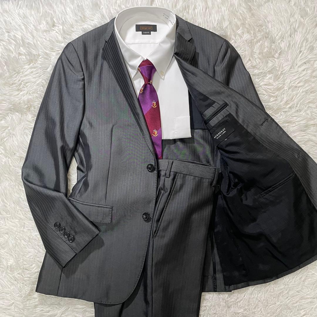 BURBERRY BLACKLABEL スーツ　セットアップ　光沢　Mサイズ　灰