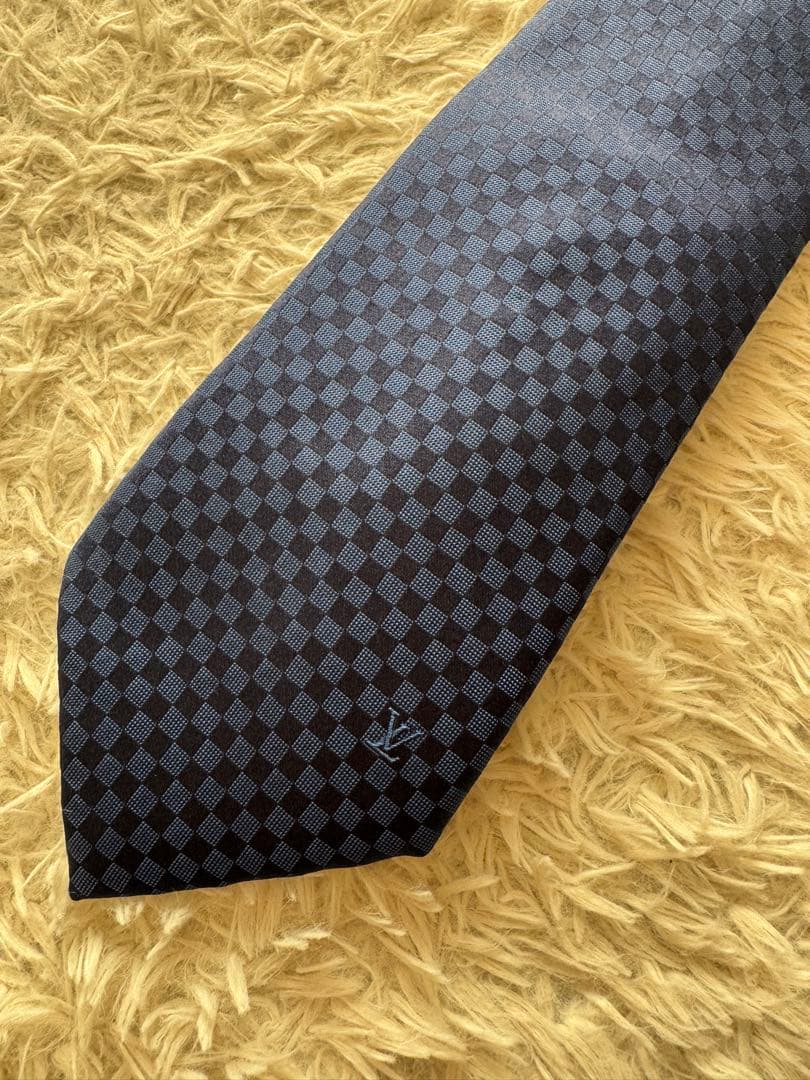 LOUIS VUITTON ネイビー チェック柄 ネクタイ