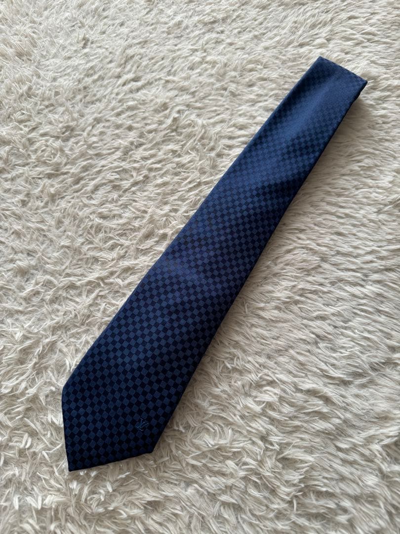 LOUIS VUITTON ネイビー チェック柄 ネクタイ