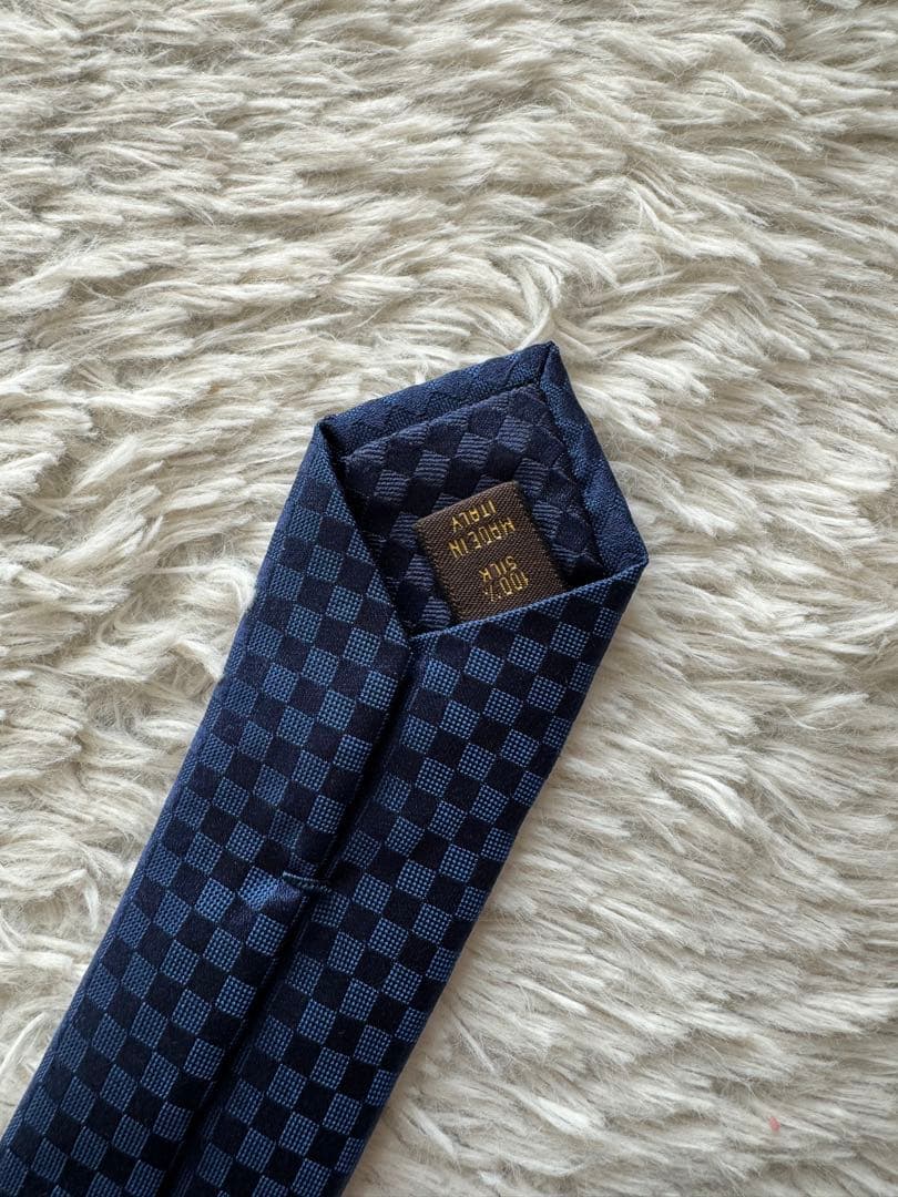 LOUIS VUITTON ネイビー チェック柄 ネクタイ