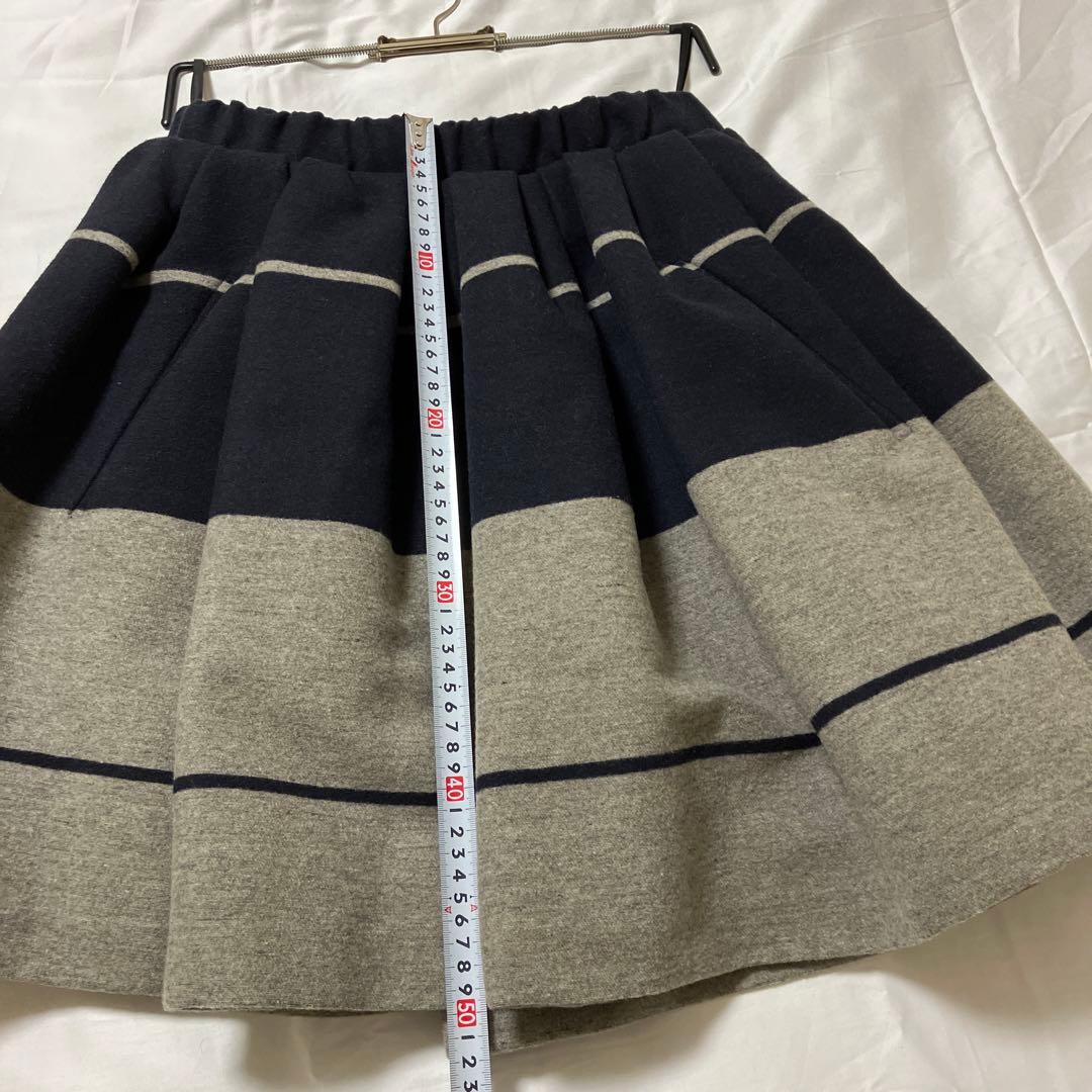 美品✨【Acne】フレアスカート ネイビー グレー ストライプ