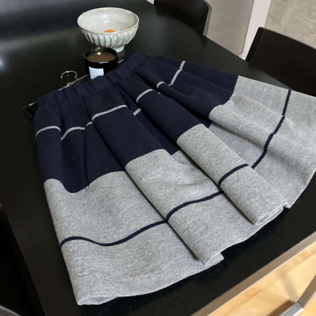 美品✨【Acne】フレアスカート ネイビー グレー ストライプ
