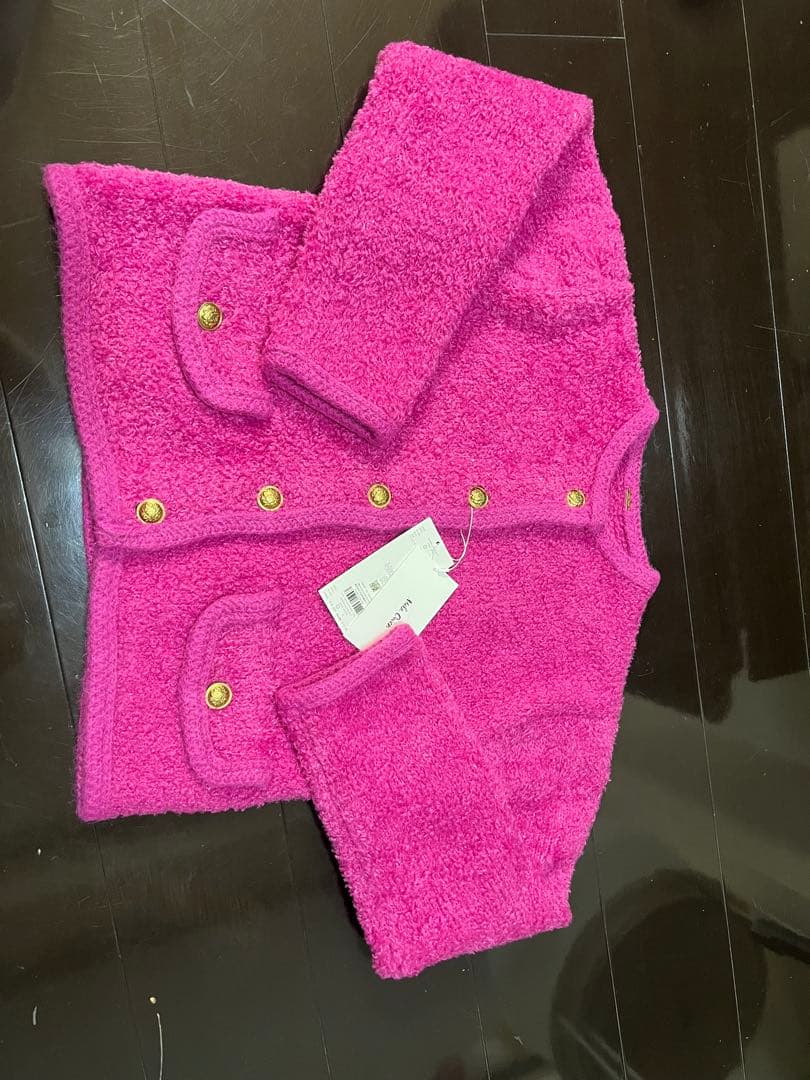 （新品タグ付き）ミラオーウェン金釦テディラメニットジャケット ピンク サイズ0