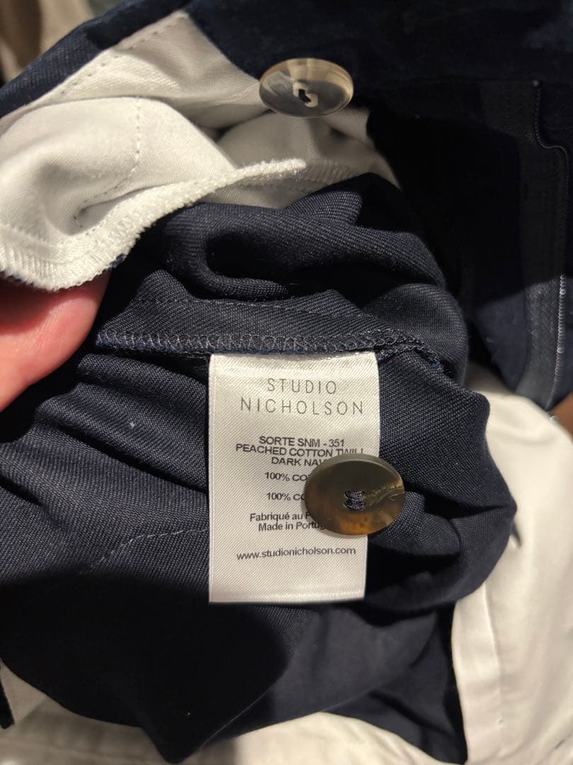 パンツ studio nicholson sorte volume pants navy