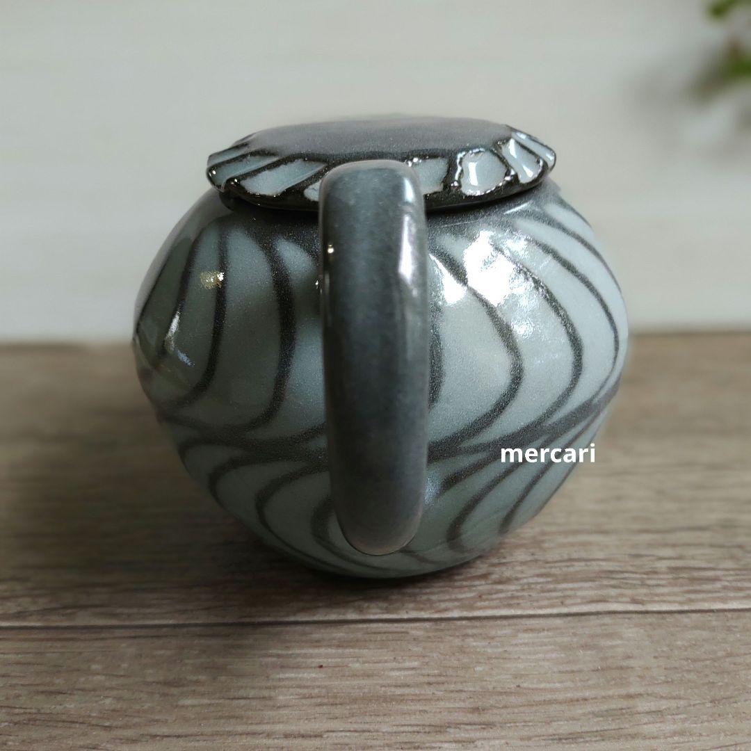 新品　仕立て屋陶器　ポット・カップ＆ソーサー2客　青磁×灰　陶芸　作家