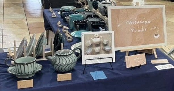 新品　仕立て屋陶器　ポット・カップ＆ソーサー2客　青磁×灰　陶芸　作家