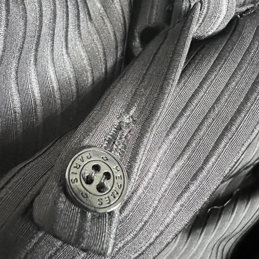 極美品★HERMES★シルク★ダブルフェイス★刺繍ライン★ベルト★コート