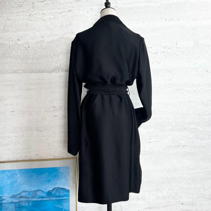 極美品★HERMES★シルク★ダブルフェイス★刺繍ライン★ベルト★コート