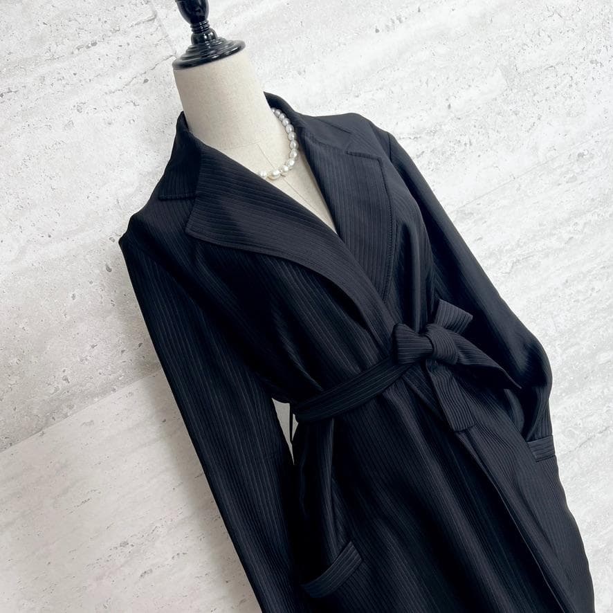 極美品★HERMES★シルク★ダブルフェイス★刺繍ライン★ベルト★コート