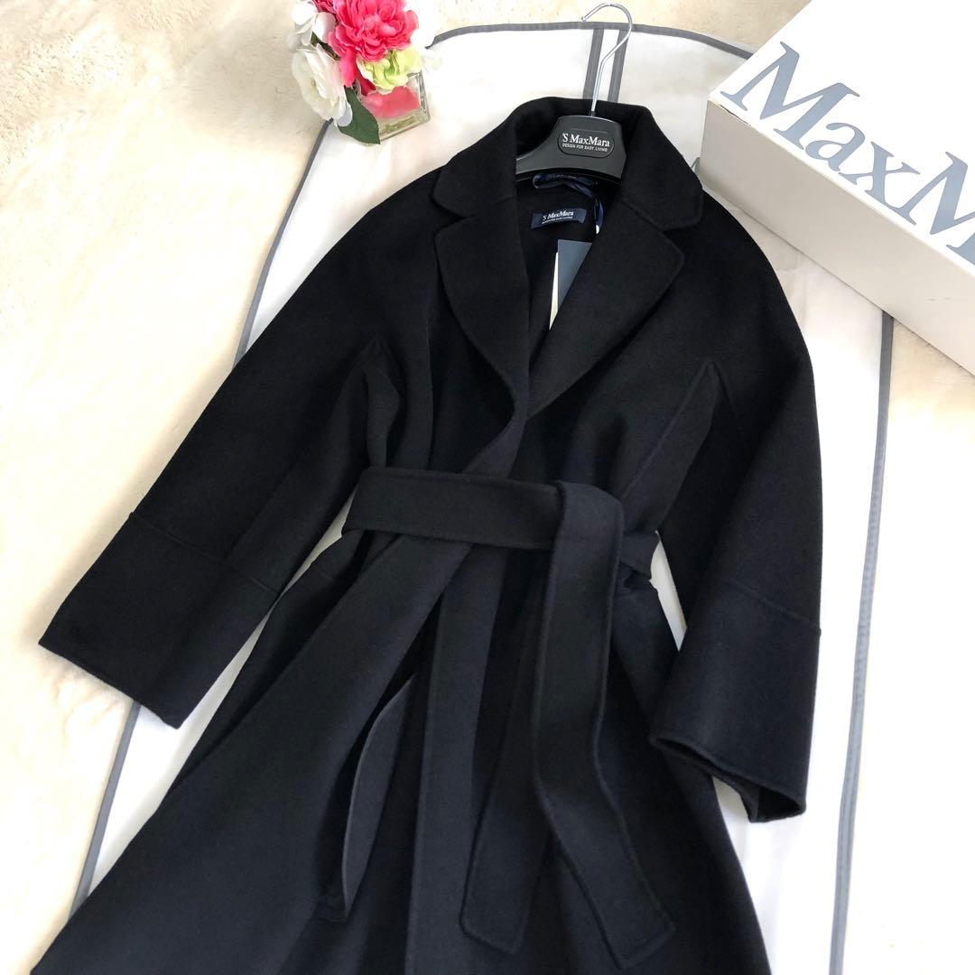 新品タグ付き‼️【マックスマーラ】38クチートアマーノ　ラップコート　ブラック
