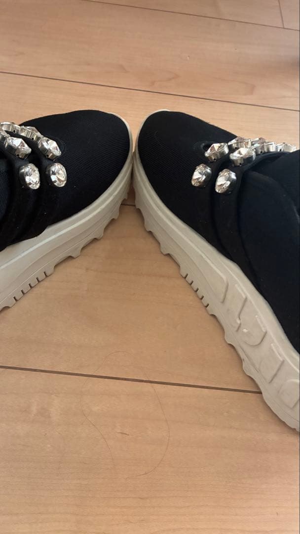 miumiuミュウミュウ クリスタル プラットフォーム ファブリック 23.5