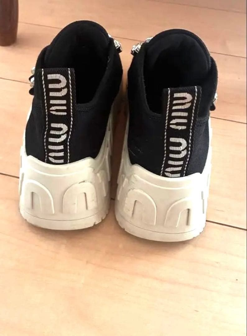 miumiuミュウミュウ クリスタル プラットフォーム ファブリック 23.5