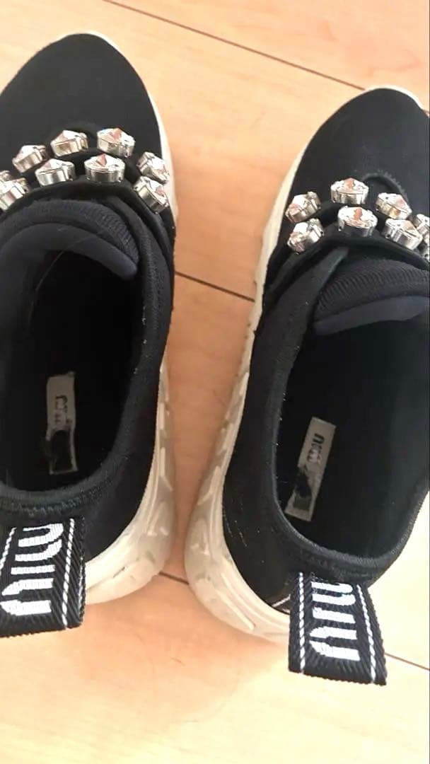 miumiuミュウミュウ クリスタル プラットフォーム ファブリック 23.5