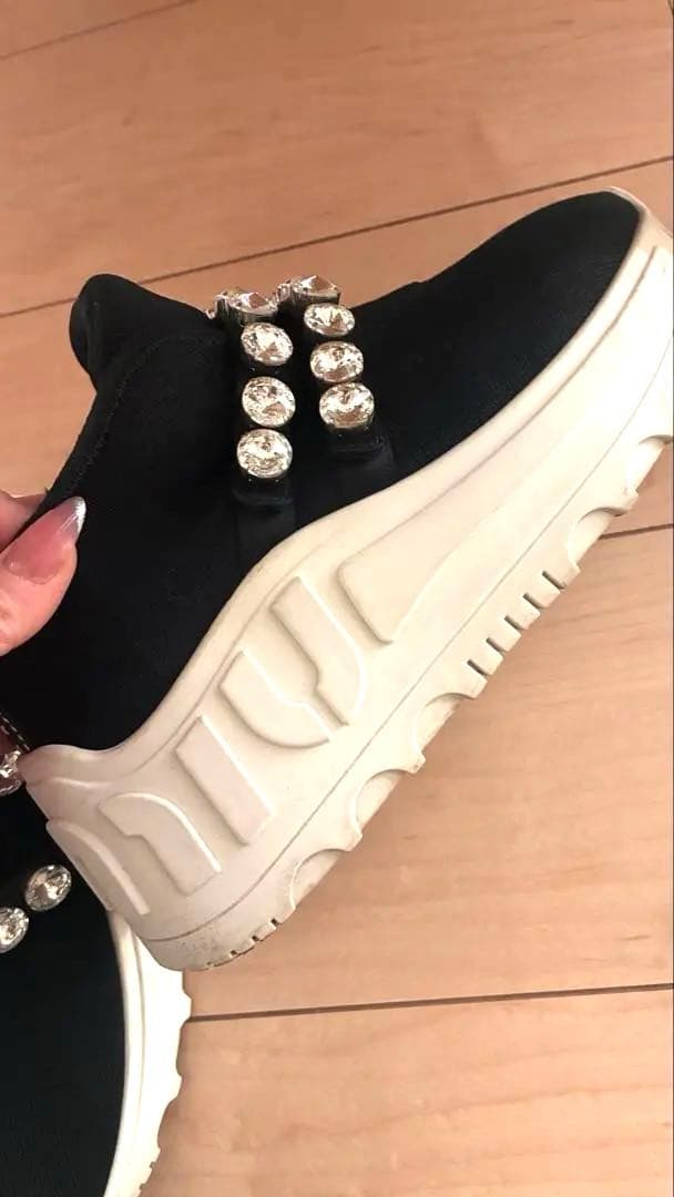 miumiuミュウミュウ クリスタル プラットフォーム ファブリック 23.5