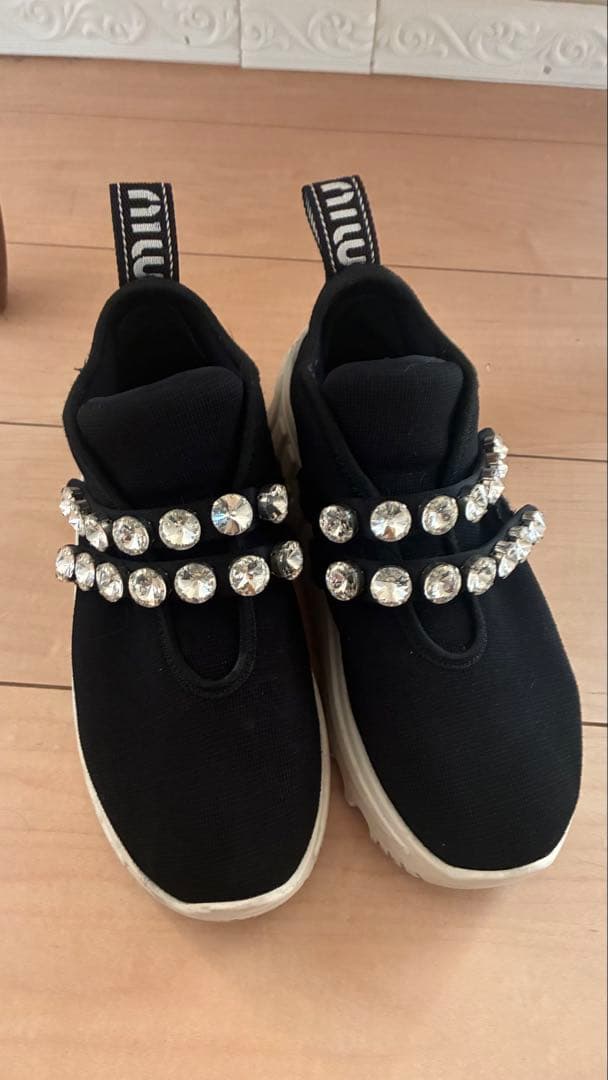 miumiuミュウミュウ クリスタル プラットフォーム ファブリック 23.5