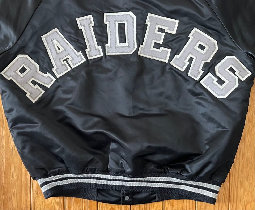 【今だけお得・美品】USA製NFL レイダース チョークライン スタジャン 黒