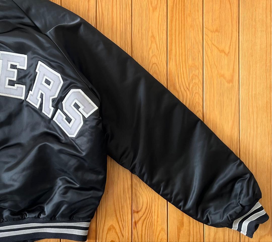 【今だけお得・美品】USA製NFL レイダース チョークライン スタジャン 黒