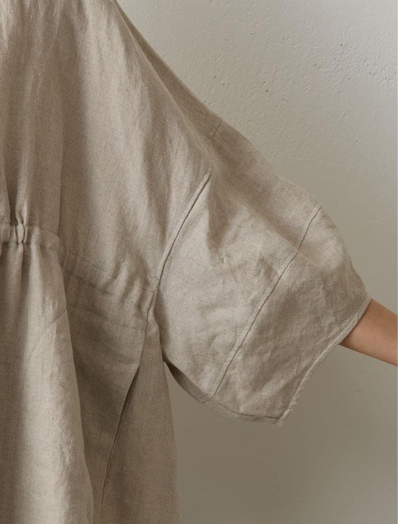 新品❣️BEARDSLEY ビアズリー リネン羽織 ノーカラージャケット ベージュ