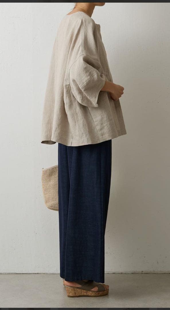 新品❣️BEARDSLEY ビアズリー リネン羽織 ノーカラージャケット ベージュ