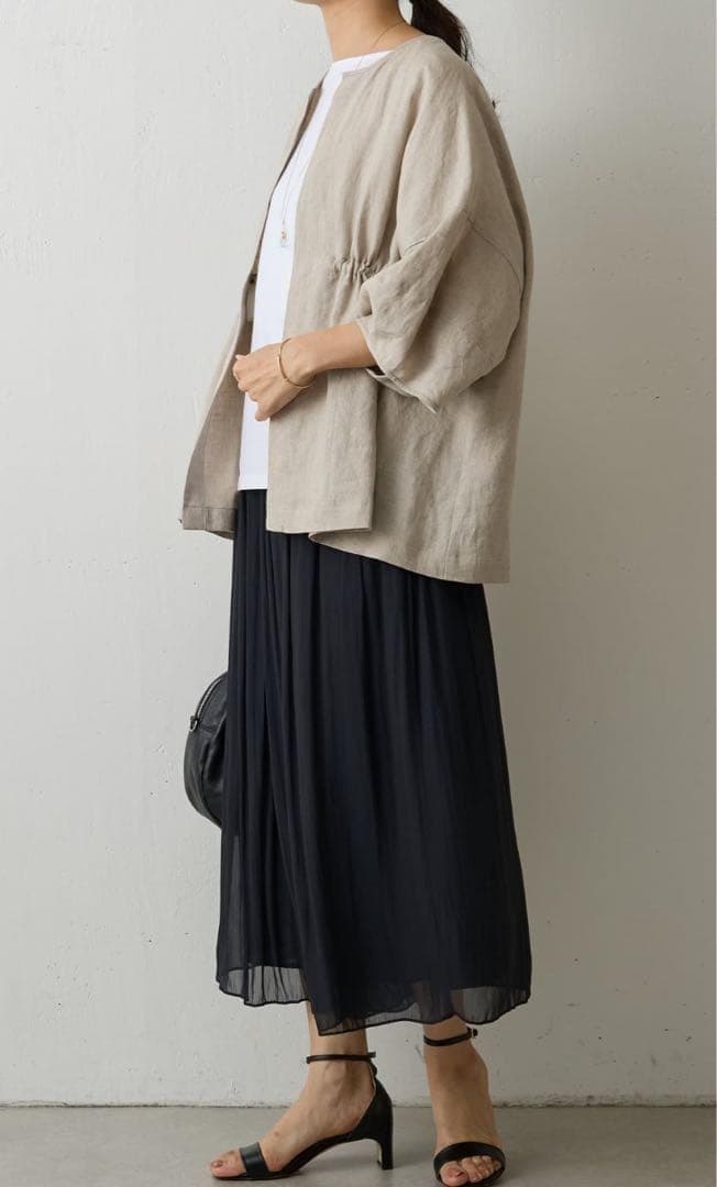 新品❣️BEARDSLEY ビアズリー リネン羽織 ノーカラージャケット ベージュ