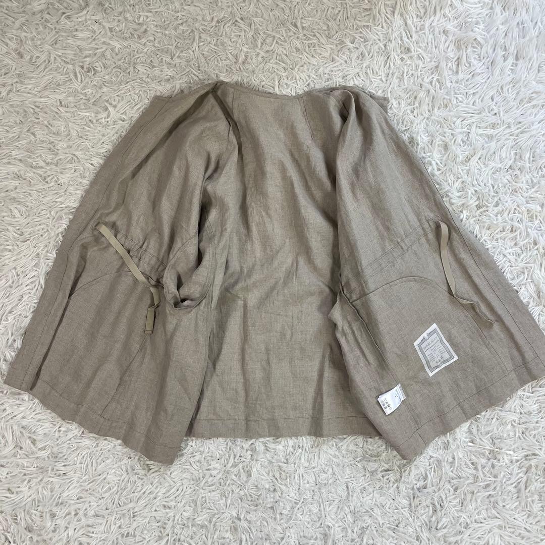新品❣️BEARDSLEY ビアズリー リネン羽織 ノーカラージャケット ベージュ