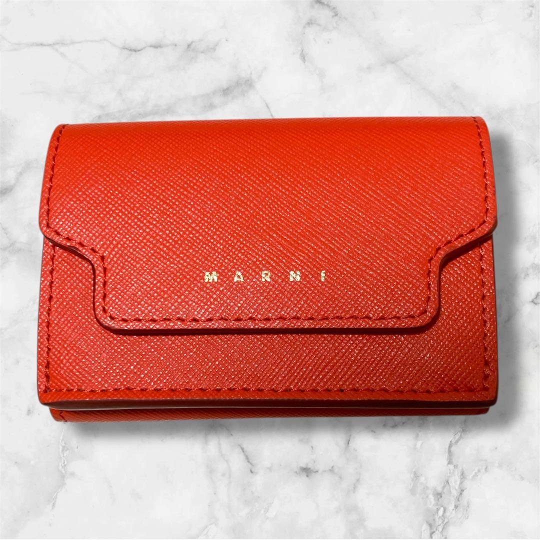 MARNIマルニ★三つ折りミニ財布トリフォールドウォレット★インディアンオレンジ