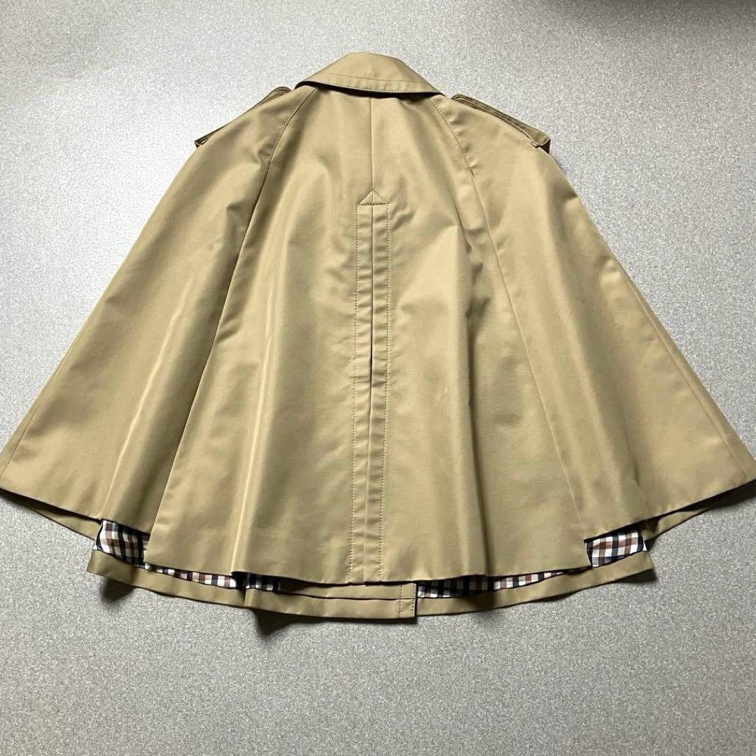 【希少✨美品 ポンチョ】アクアスキュータム 裏地チェック コート ハニーベージュ