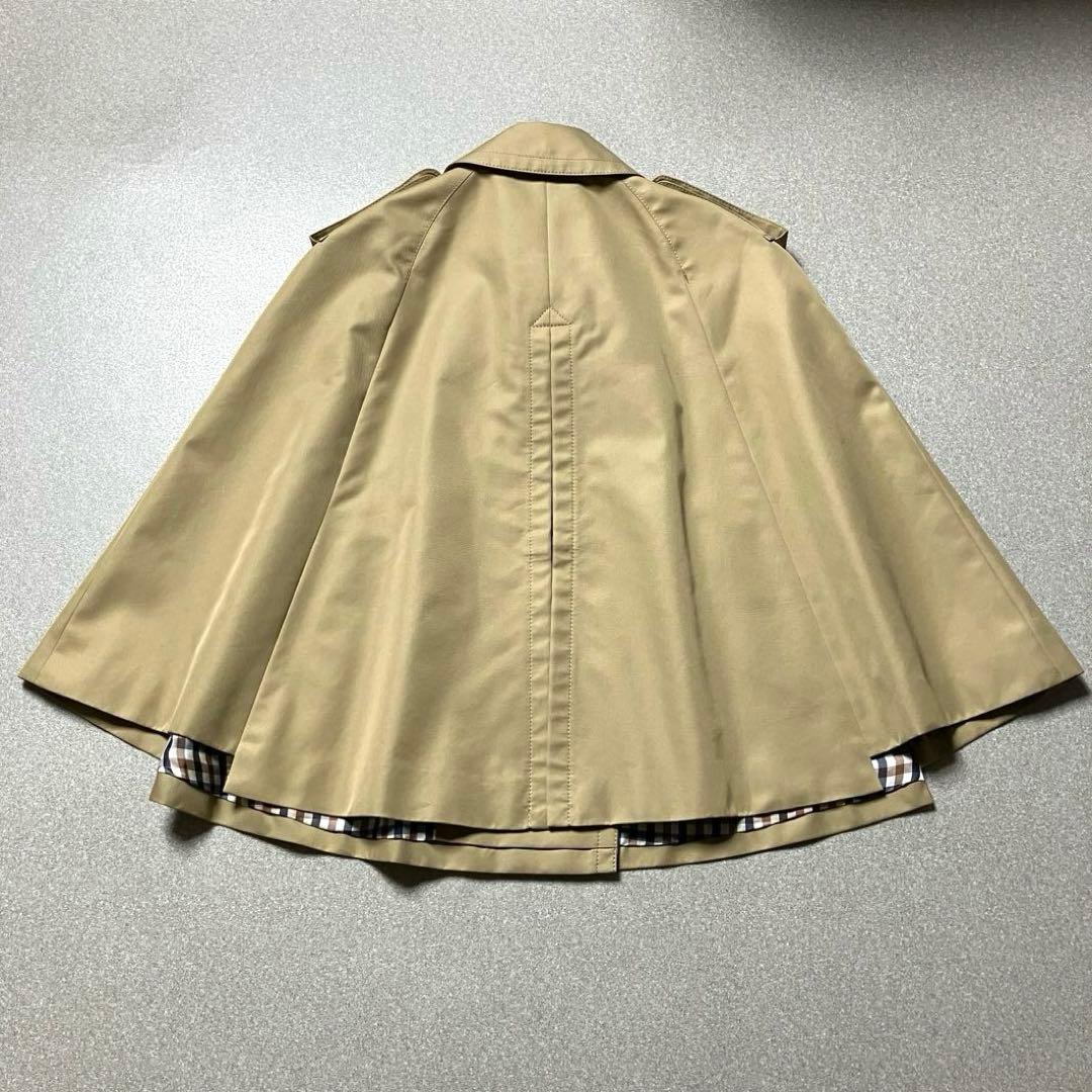 【希少✨美品 ポンチョ】アクアスキュータム 裏地チェック コート ハニーベージュ