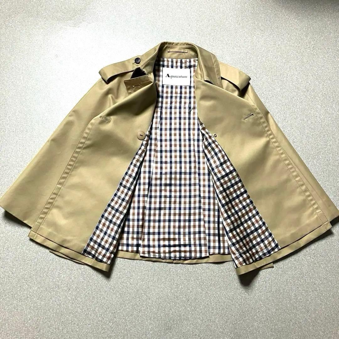 【希少✨美品 ポンチョ】アクアスキュータム 裏地チェック コート ハニーベージュ