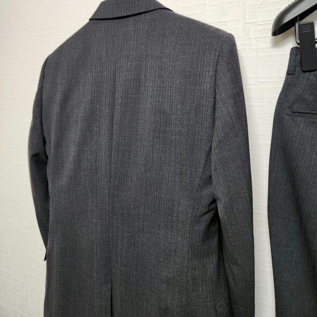 リスペクトネロ　メンズ　スーツ　スリーピース　グレー　ストライプ　細身　ウール混